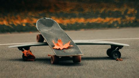 Download Wallpaper 1920x1080 Skate Skateboard Asphalt Leaves Autumn