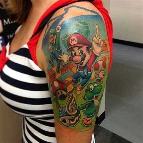 Awesome Mario Half Sleeve Mario Tattoo Nintendo Tattoo Super Mario