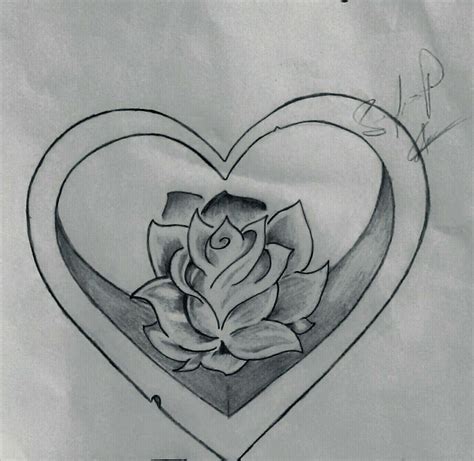 Rosa En Corazón Dibujos Corazones