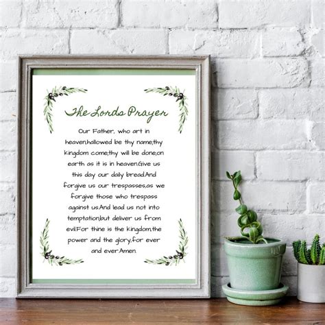 The Lords Prayer Printable Wall Art With Olive Branch 8x10 Etsy