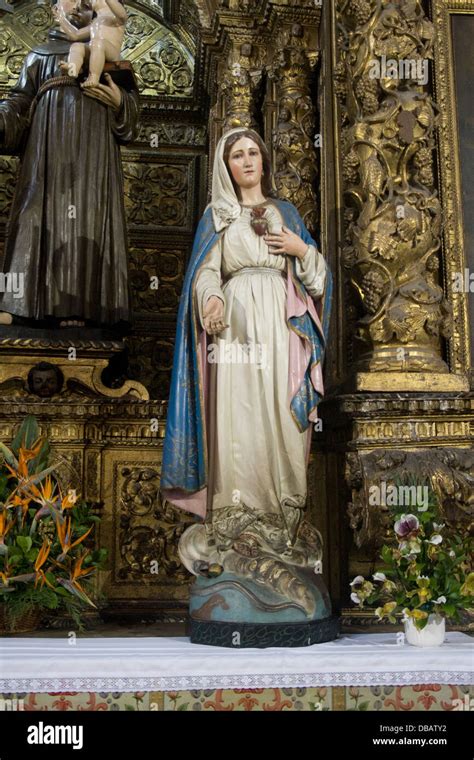 Statue Of Virgin Mary In Catholic Church On The Island Of Madeira