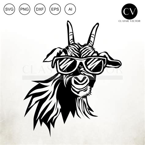 Adorable Goat Wearing Sunglasses Goat Svg Goat Face Goat Etsy