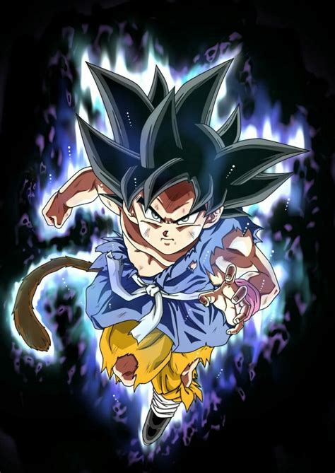 Ilustración nos muestra al Goku de Dragon Ball GT con el poder del Ultra Instinto Atomix