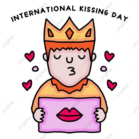 Gambar Raja Romantis Dengan Kartun Ekspresi Ciuman Untuk Hari Ciuman