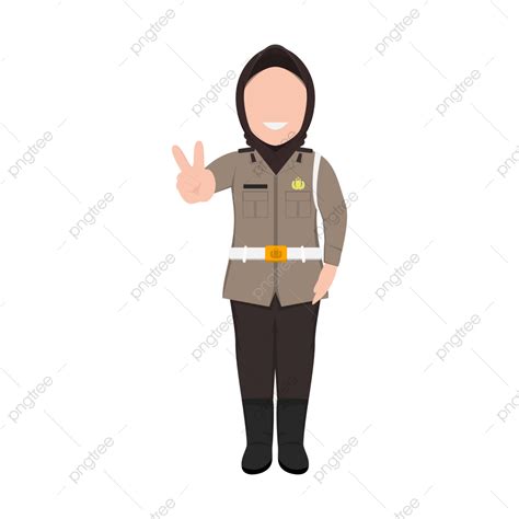 Polisi Wanita Berhijab Kartun Png Polla Kartun Polisi Hiyab Polwan Png Y Vector Para