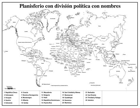 Mapamundi Con Divisi N Pol Tica Con Nombres Para Imprimir