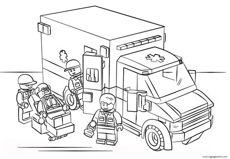 Lego Ambulance Coloring Page Free Printable Coloring Pages