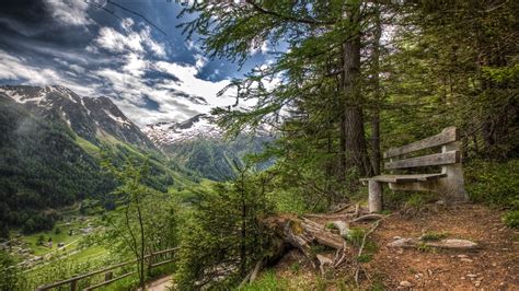 Nature Landscape Forest Mountain Valley Bench