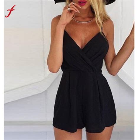 Women Playsuit Sexy Evening Party Bodycon Romper Backless Sleeveless Deep V Neck Fashion