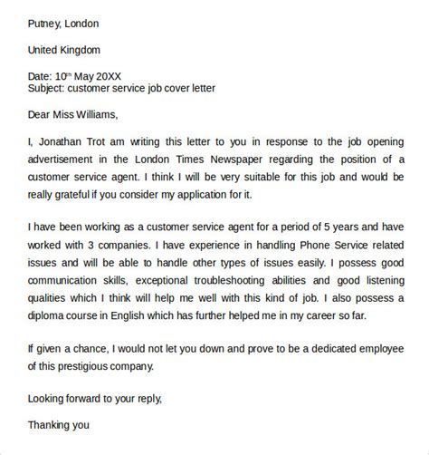 We did not find results for: FREE 7+ Sample Customer Service Cover Letter Examples in ...