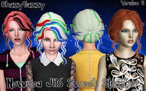 Newseas Sweet Slumber Hairstyle Retextured By Cazy Bazzy Sims 3 Hairs