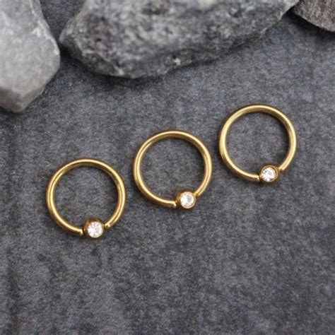 Swarovski Crystal Gold Captive Bead Ring Helix Earring Helix Piercing