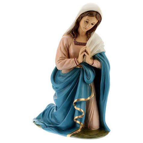 Kneeling Mary Fiberglass Statue With Crystal Eyes Painted For Outdoor