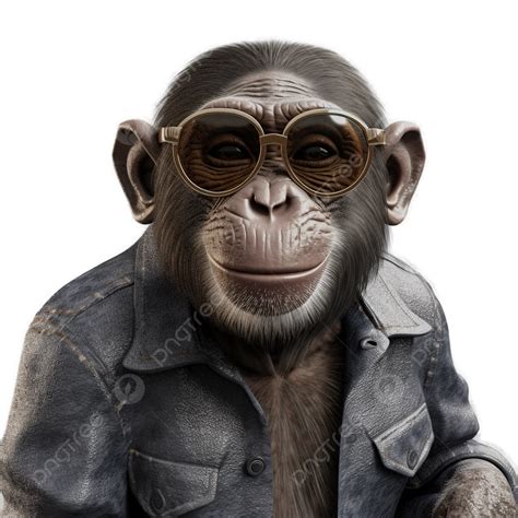 Funny Portrait Of Monkey Glasses With Jacket Chimpanzee Monkey
