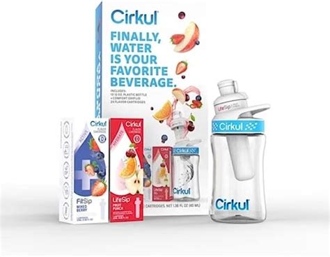 Cirkul 22 Oz Plastic Water Bottle Starter Kit With Blue Lid And 2