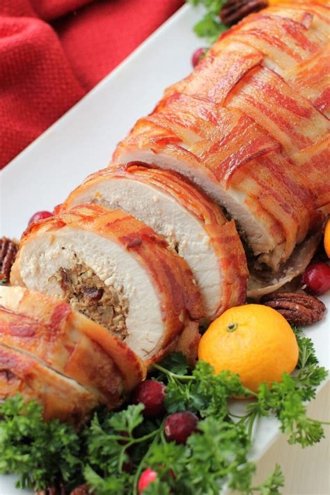Rolled Stuffed Turkey Breast Wrapped In Bacon Kitchen Frau