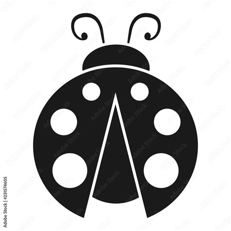 Simple Flat Ladybug Icon Black Silhouette Design Isolated On White