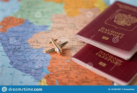 Travel And Tourism Concept With Passport Travel Documents Airplane On