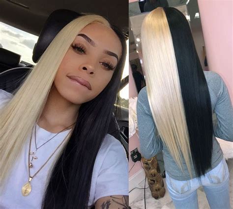 Half wigs are a great way to give majority of your hair a break, while rocking a quick style that's both cute and wearable. silky straight human hair lace front wig half blonde and ...