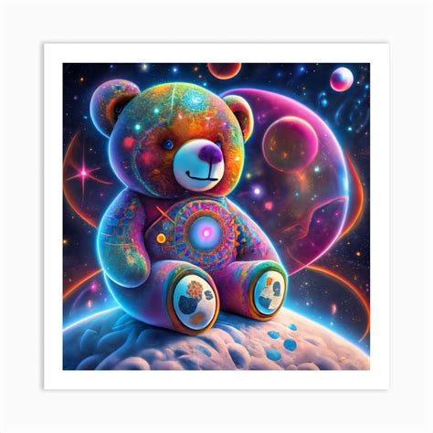 Psychedelic Teddy Bear Art Print By Gbga Creations Fy