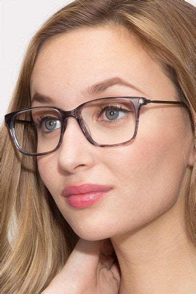 Gray Striped Rectangle Eyeglasses Available In Variety Of Colors To Match Any Outfit These