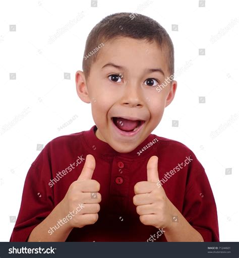 Excited Kid Giving Thumbs Sign Isolated Stock Photo 71244601 Shutterstock