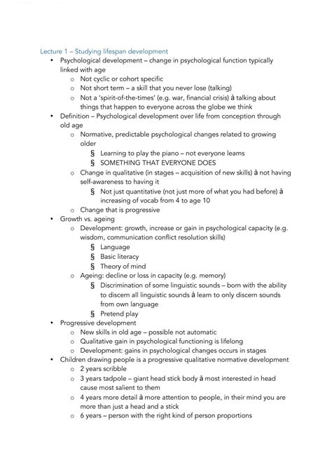 Psyc2030 Complete Notes Final Psyc2030 Developmental Psychology