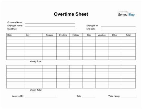 Overtime Schedule Template Printable Templates