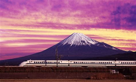 Hd Wallpaper Fuji Japan Mount Shinkansen Trains Mountain Land