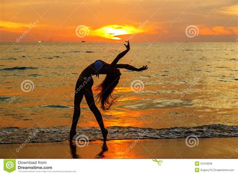 The Girl Dances On The Seashore Stock Image Image Of Beach Lovely 51519259