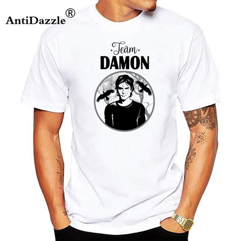 Antidazzle Short Tee Shirt The Vampire Diaries Damon Salvatore Men T