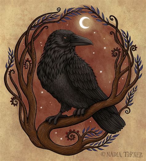 The Wtich S Familiar Raven By Nadia Turner Pagan Art Raven Art Witch Painting