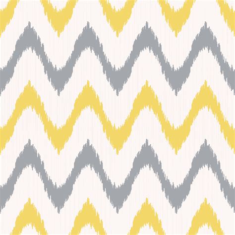 Ikat Rounded Zig Zag Or Line Wave Shape Seamless Pattern Random Yellow