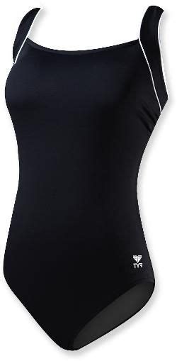 Tyr Womens Solid Square Neck Tank Swimsuit Black 24w Womens One