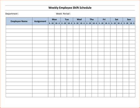 Free Printable Blank Employee Schedules Calendar Template Printable