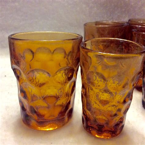 Amber Glass Thumbprint Tumblers Juice Glasses Set Of 15 Free