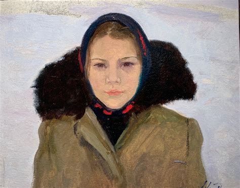 Anatoly Levitine Sashenka Oil Cm 40 X 50 1981 Woman Russia Snow