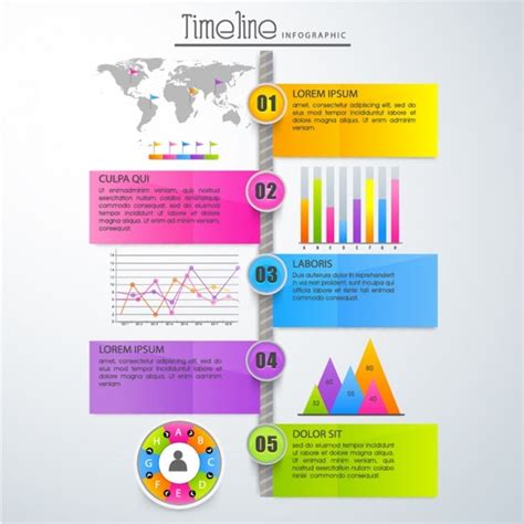Infografía De Línea De Tiempo Con Gráficos Coloridos Vector Premium