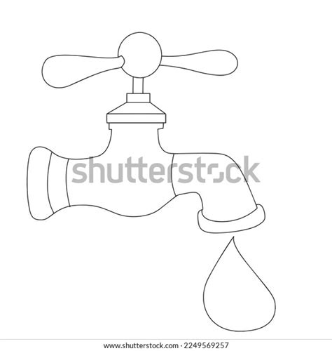Cute Cartoon Water Tap Coloring Page Stock Vector Royalty Free