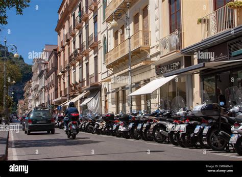 Motorbike Parking Sorrento Town Centre Sorrento Italy Stock Photo