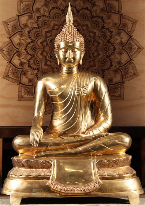 33 wide x 18 high cms (approximately). SOLD Large Golden Thai Brass Buddha Statue 52" (#104t75 ...