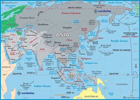 Large Map Of Asia Easy To Read And Printable