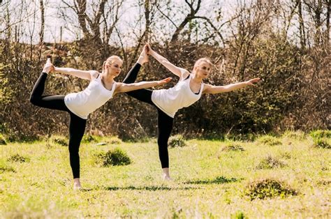 Premium Photo Two Twin Sisters Involved In Gymnastics