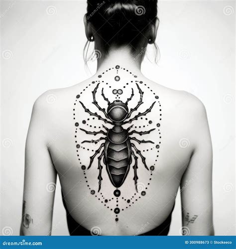 Surreal Spider Tattoo A Captivating Woman S Back Art Stock