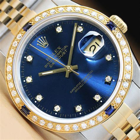 Rolex Mens Datejust 16233 Factory Diamond Dial Two Tone Quickset Watch