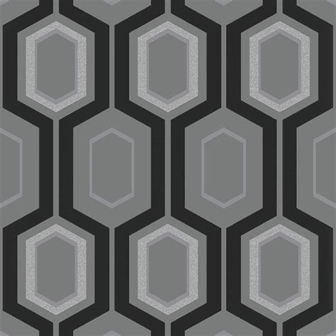 Coloroll Mortimer Wallpaper Black Grey Silver M1027