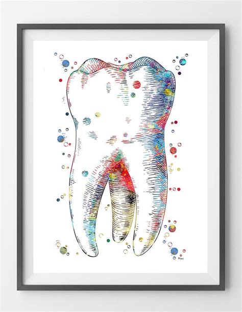 Human Tooth Art Print Molar Watercolor Anatomy Art Poster Medical