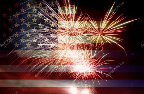 Usa Flag With Fireworks — Stock Photo © Jpldesigns 11524987