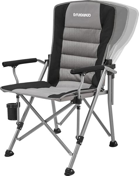 Fundango Hard Arm Camping Chair Folding High Back Padded Lawn Chair Portable Heavy