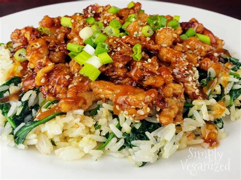 Asian Bbq Soy Curls With Ginger Fried Rice And Greens Rveganrecipes